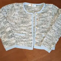 toccoツイード風カーディガン ライトブルー/グレー美品