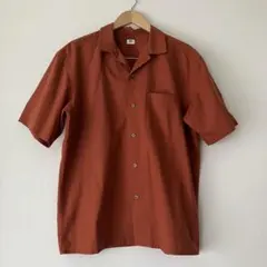 ［No.314］UNIQLO オープンカラーシャツ 半袖 テラコッタ Lのサムネイル