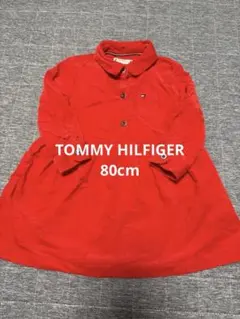 ※最終値下げ トミーヒルフィガー　赤 星総柄刺繍入りシャツワンピース80センチ