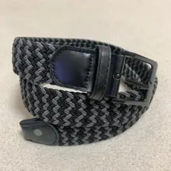 メッシュベルト 黒×灰 ゴルフ メンズ 穴なし 無段階調整 105cm 編み込み