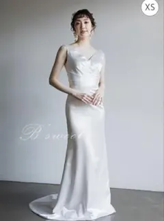 サテンウェディングドレス　前撮り