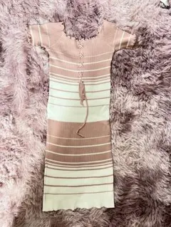 ストライプニットワンピース 半袖