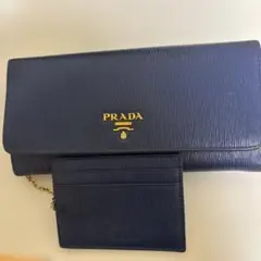PRADA プラダ 長財布 リボン ギャンティ タグ 付属品 折りたたみ 紺