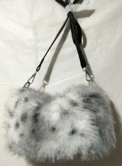 ファーショルダーバッグ (ファー)(ホワイト)(ホワイト グレー)(中古品)