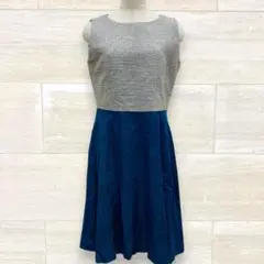 至高のシアー袖 キャサリンハーネル ワンピース M 灰紺 映え 美品　ポリ・綿のサムネイル