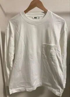 UNIQLO U クルーネック長袖ポケットTシャツ ホワイト Mのサムネイル