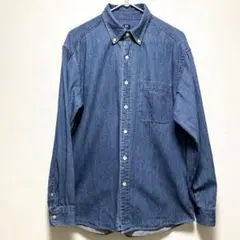 【美品】ユニクロ デニムシャツ Mサイズ ボタンダウンカラー 長袖