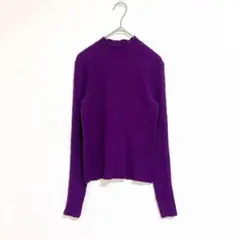アンドエミュー　ニット　F 長袖　パープル　ハイネック　薄手　無地　シンプル