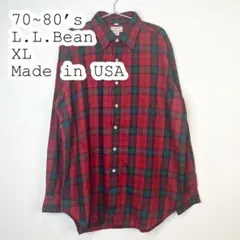 【USA製】70s 80s LLBean レッド　タータンチェック　シャツ XL