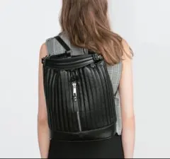 【ZARA】完売品 縦キルティング黒2wayリュック ショルダーバッグです★のサムネイル