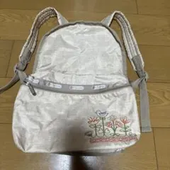 LeSportsac 刺繍リュック ベージュ