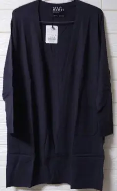 ハートマーケット　ニットトッパー　チャコールロングカーディガン　ポケット付き