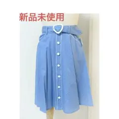 【新品未使用】Secret Honey ハートベルト付きドット ブルー スカート