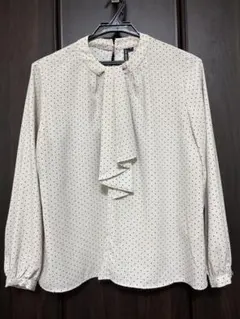 【新品未使用】HK WORK アイボリードット長袖ブラウス M