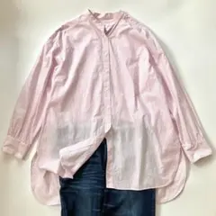 美品　マッキントッシュフィロソフィー　長袖シャツ　ストライプ　ピンク　コットンのサムネイル