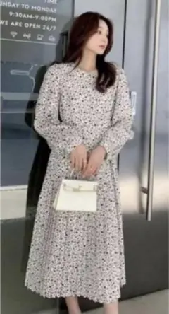 【未使用】birthdaybash 花柄 サイドリボン プリーツ ワンピース