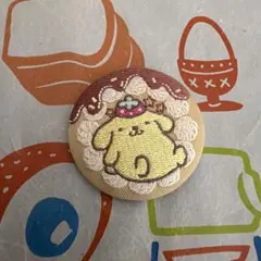 ポムポムプリン 刺繍缶バッジ デザート