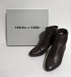 Odette e Odile レザー ショートブーツ ブラウン