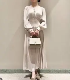 snidel スナイデル ウエストリブワンピース アイボリー 長袖