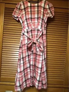 【ローズティアラ】チェック柄半袖ワンピース