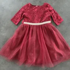 【美品】赤レースドレス 110
