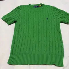 超美品‼️ POLO RALPH LAUREN グリーン ケーブルニット 半袖