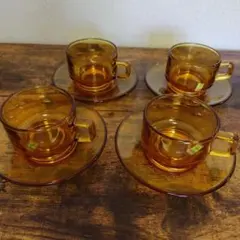 昭和レトロ カップ＆ソーサー SOGAガラス  4客セット