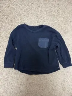 GU ベビー ワッフル長袖Tシャツ 90cm ネイビー