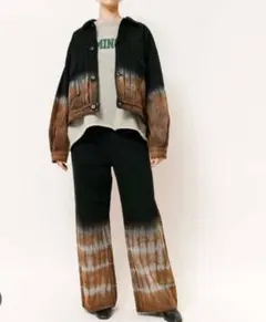 JOHNBULL　11オンスブラックデニムタイダイワイドパンツ　美品