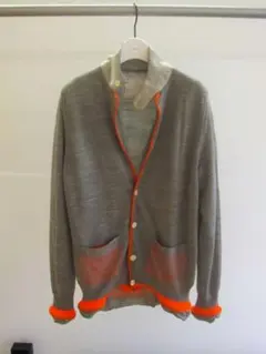 極美品sacai サカイ　テーラードジャケット カーディガン　グレー ×オレンジのサムネイル