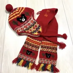 ミキハウス　ニット帽、マフラー、手袋 ベビー 赤ちゃん 女の子 子供 ピンク 防寒 帽子 手袋 マフラー ミトン