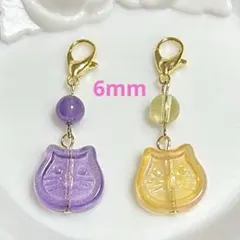 【0236】猫 ガラスキャンディビーズ 天然石 チャーム(2個セット)