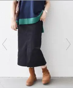 【試着のみ】SHIPS コーデュロイスカート　黒