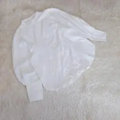 ボーンフリー スタンドカラー 長そで ブラウス シャツ 無地 ホワイト シンプル