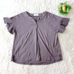 OPAQUE.CLIP ブラウス ブラウン フレア袖 半袖 ゆったり 38 上品