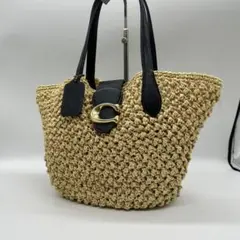 極美品【23SS】完売品 COACH コーチ かごバッグ ストロースモールトート