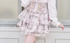 LIZLISA はしごリボンギンガムティアードスカパン ピンク