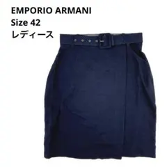 ARMANI エンポリオアルマーニ リネン混 ラップスカート ネイビー 42 Mのサムネイル