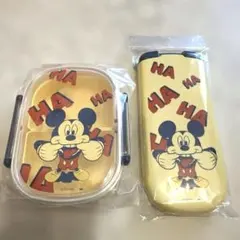 新品未開封ミッキーマウス弁当箱＆カトラリー3点セット スプーン お箸 フォーク