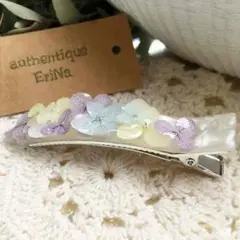 本物花 クリップ あじさい 髪飾り 髪留め ヘアアクセサリー バレッタ