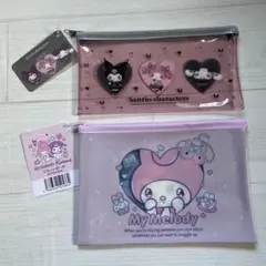 新品 サンリオキャラクターズ ラメポーチ&フラットポーチ