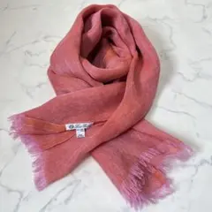 Loro Piana リネン100 コーラルピンク　フリンジ　　大判ストールのサムネイル