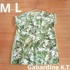 M～L　ボタニカル　植物柄　半袖　チュニック　ワンピ　緑　麻　ハワイ　ゆったりのサムネイル