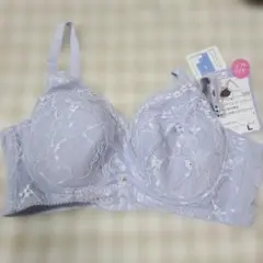 ブルー レース ブラジャー L