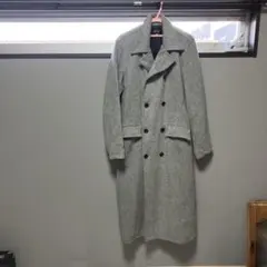 グレー ウール混紡 ダブルブレストコート Lサイズ