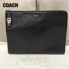 コーチ クラッチバッグ ドキュメントケース ポートフォリオ L字 レザー 黒