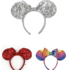 ディズニー　Disney カチューシャ　スパンコール　ミニー　リボン