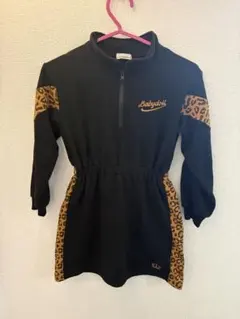 BABYDOLL ベビー服 ワンピース ハーフジップ ヒョウ柄 ブラック
