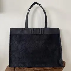 ⭐︎ハンドメイド⭐︎ フォーマル サブバッグ リボン付♡ オールブラック レース仕様