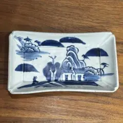 江戸時代　伊万里焼　角皿　染め付